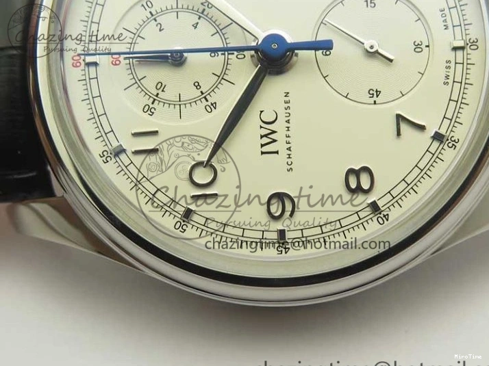 MIROTIME 0110 Portugieser Chrono  42 IW390403 ZF 1:1 Best Edition White Dial Blue Hand on Black Leather Strap A WellDesigned 7190